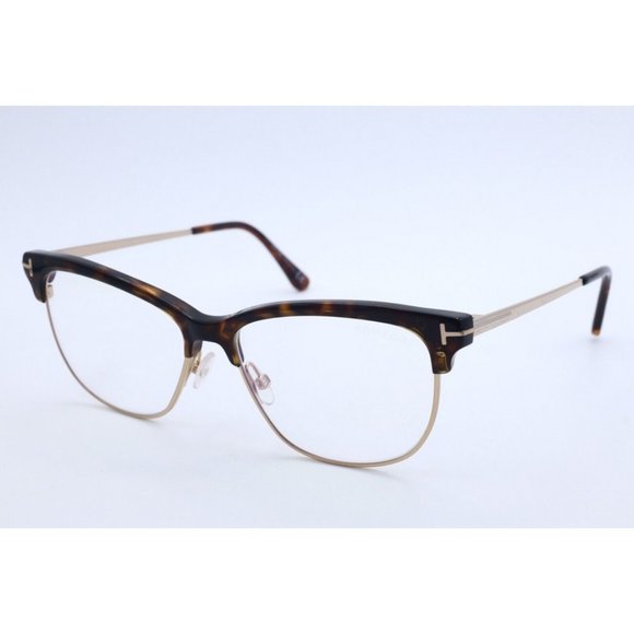 Authentic Tom Ford TF 5546-B 052 Half Rim Havana Eyeglasses Clear Lenses 54mm
